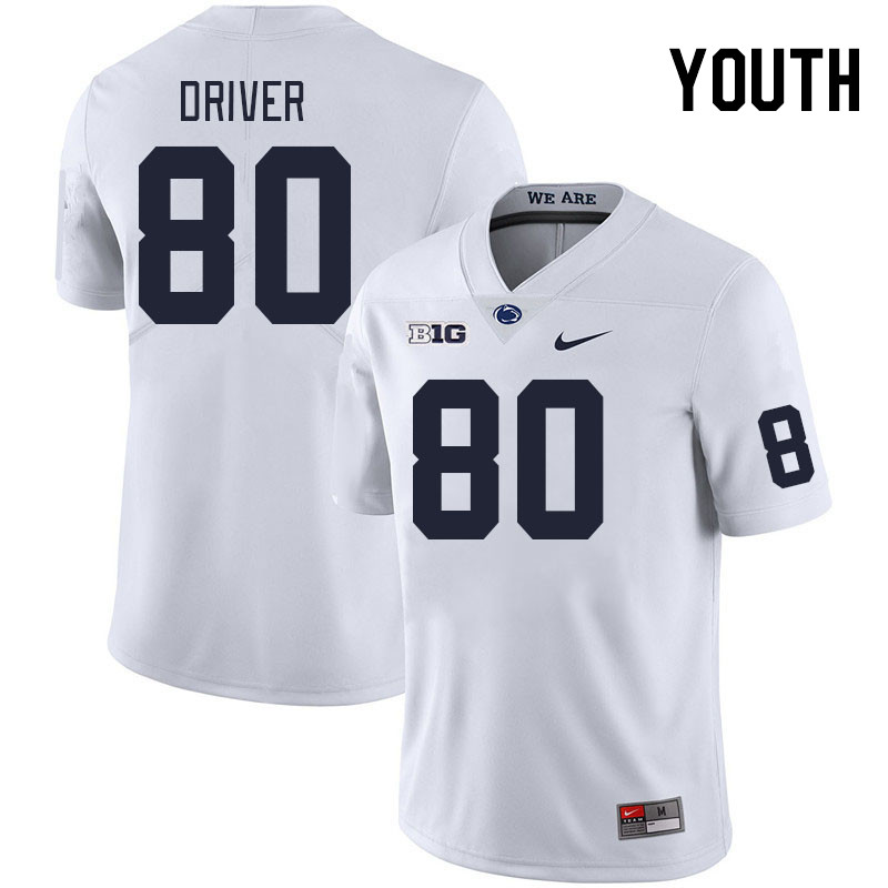 Youth #80 Cristian Driver Penn State Nittany Lions College Football Jerseys Stitched Sale-White - Click Image to Close